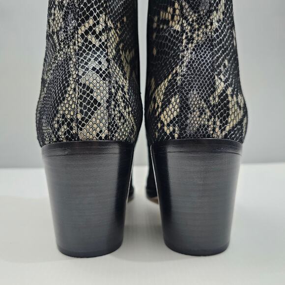 NEW Paige Emery Ankle Boot Womens 9.5 Black Snake Print Suede Western Chelsea - Picture 8 of 14